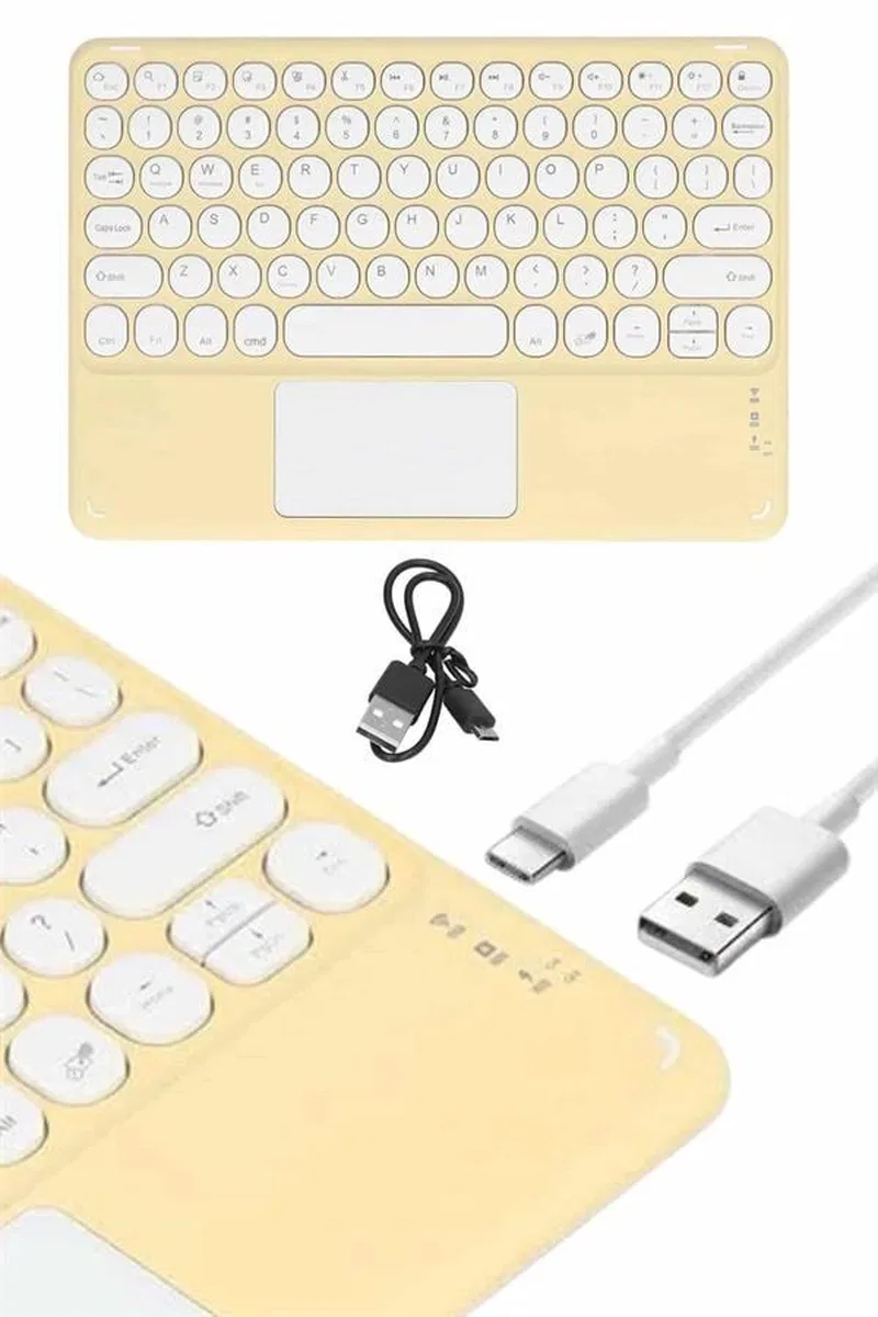 Android Ve İos Uyumlu Bluetooth Klavye Touchpad Slim Kablosuz Wifi Q Klavye görsel 3