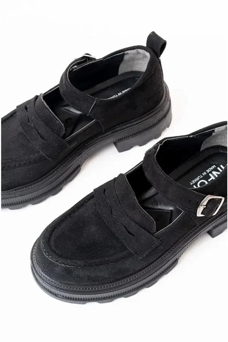 Kadın Loafer Ayakkabı Ayakkabı Tabanlı Süet Yüksek Casual Günlük görsel 5