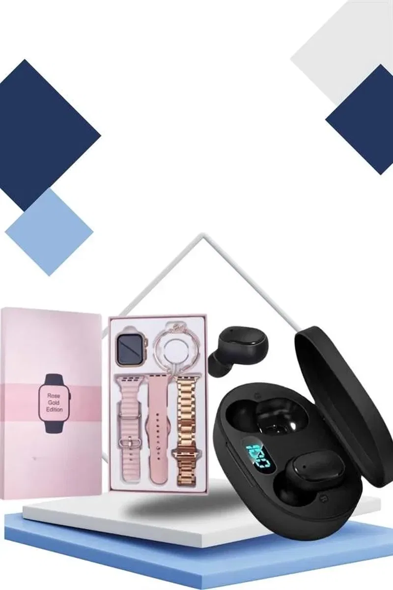 Nabız Ölçer Hediye Bileklikli Akıllı Saat ve Dijital Göstergeli Bluetooth Kulaklık Çoklu Şarj Girişi görsel 5