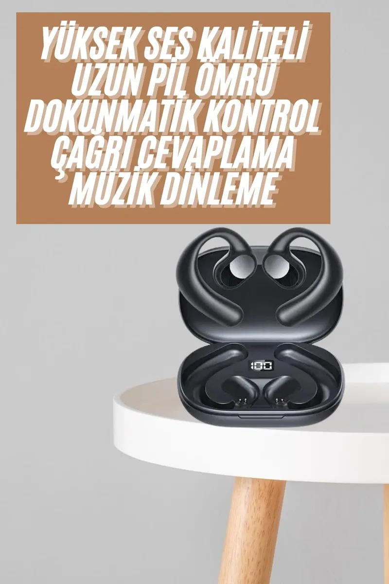 Bluetooth Kulaklık Küpeli Uzun Pil Ömrü Yüksek Ses Kaliteli Dijital Göstergeli görsel 2