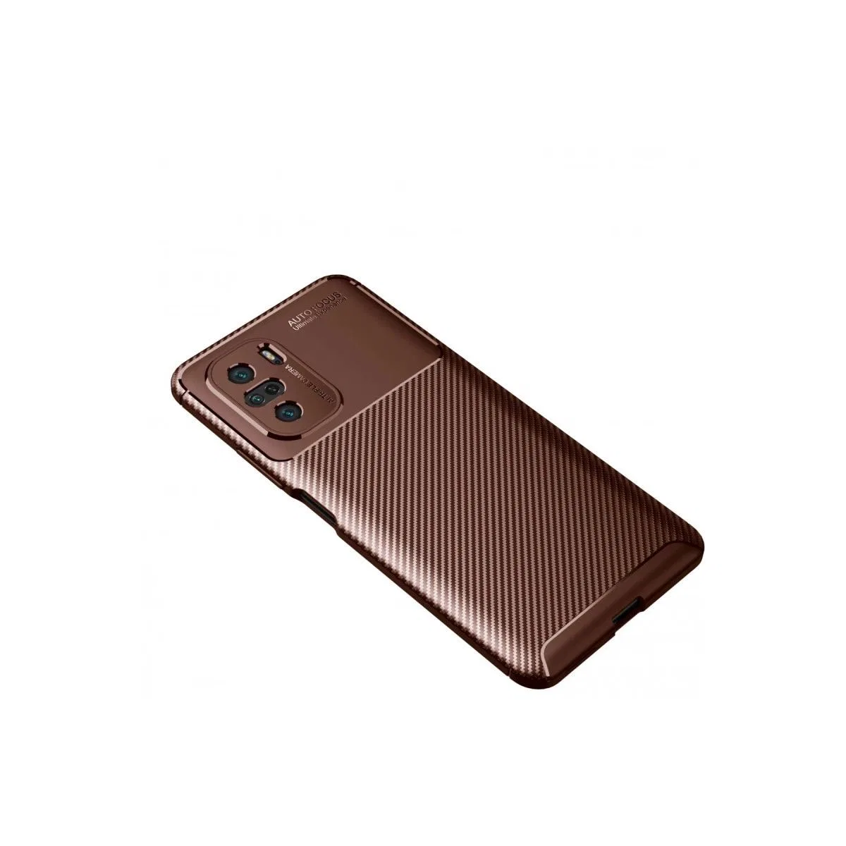 Xiaomi Poco F3 Kılıf Auto Focus Karbon Kapak - Kahverengi görsel 2