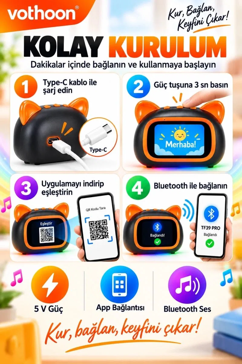 Tf39 Pro Yapay Zekalı Bluetooth Hoparlör – Renkli Ekran, Rgb Işık, Alarm Ve Saat görsel 3