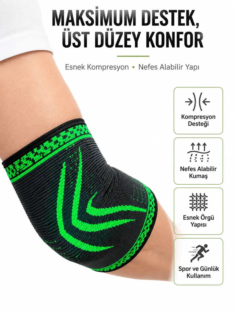 Kompresyonlu Dirseklik Spor Dirsek Destekliği Fitness Tenis Basketbol Voleybol İçin görsel 3
