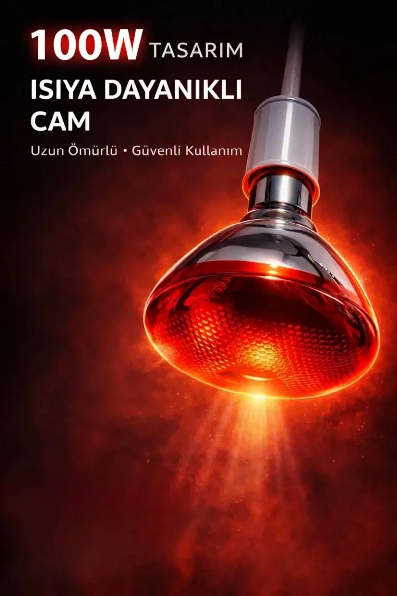 100w Isıtıcı Ampul Kırmızı Isı Lambası Civciv Kümes Kuluçka E27 Duy Isıtma Ampulü görsel 7