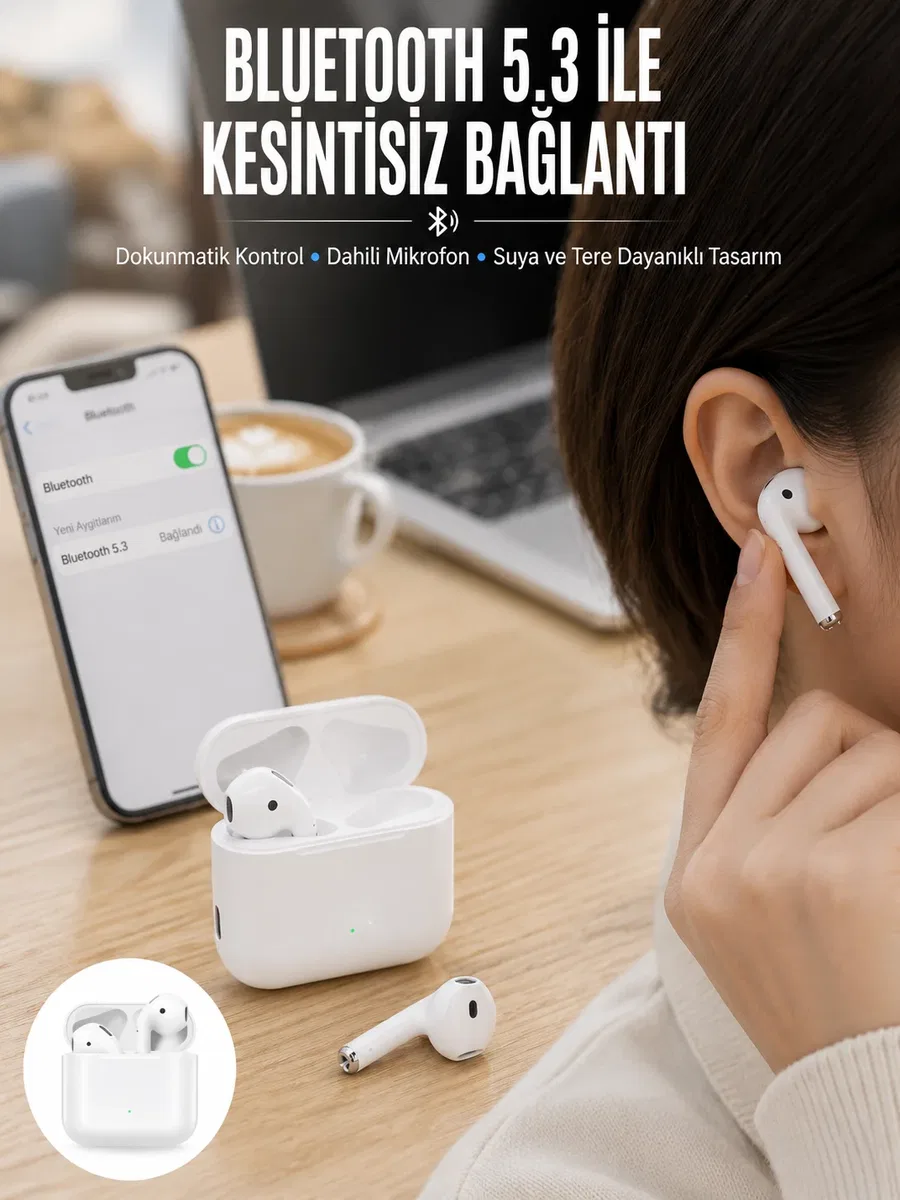 2. Nesil Yeni Model TWS Bluetooth Kulaklık Dokunmatik Kontrol Yüksek Ses Kaliteli Yeni Nesil
