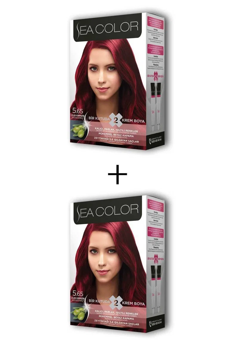 2X2 Tüp Krem Saç Boyası Seti Çilek Kırmızısı No: 5. 65