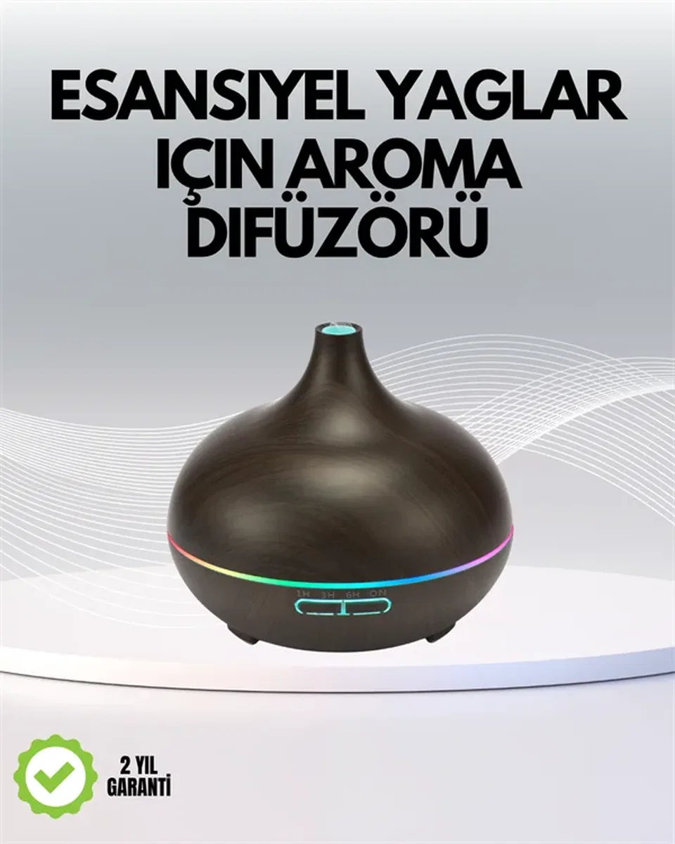 7 Renk Işıklı Ultrasonik Hava Difüzörü – Sessiz ve Güvenli Kullanım