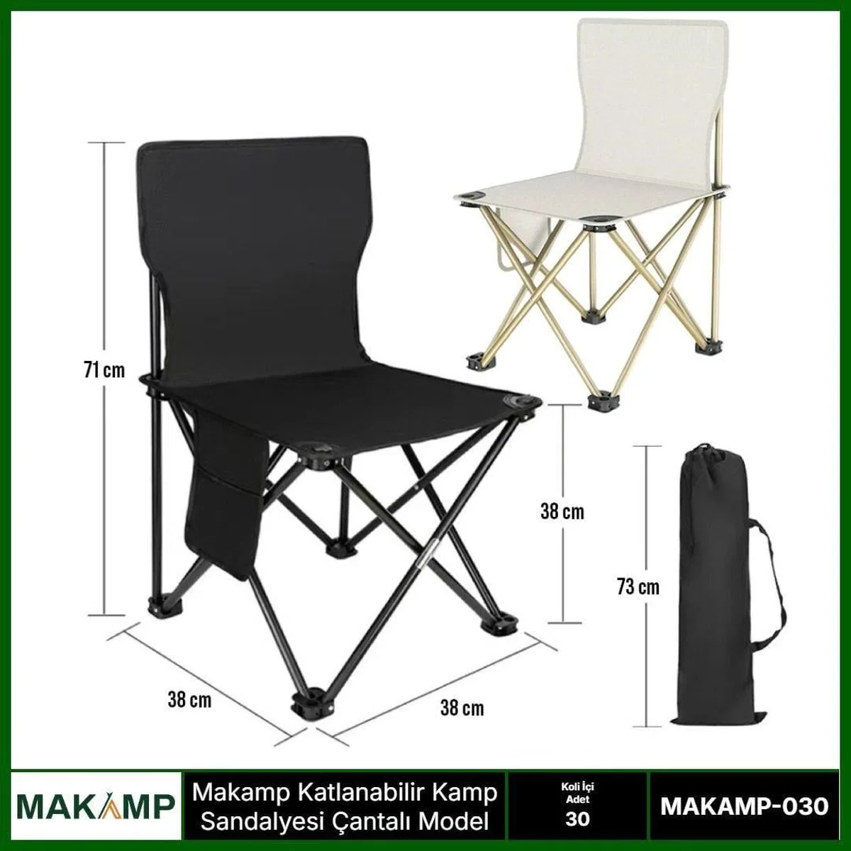Katlanabilir Çantalı Kamp Sandalyesi