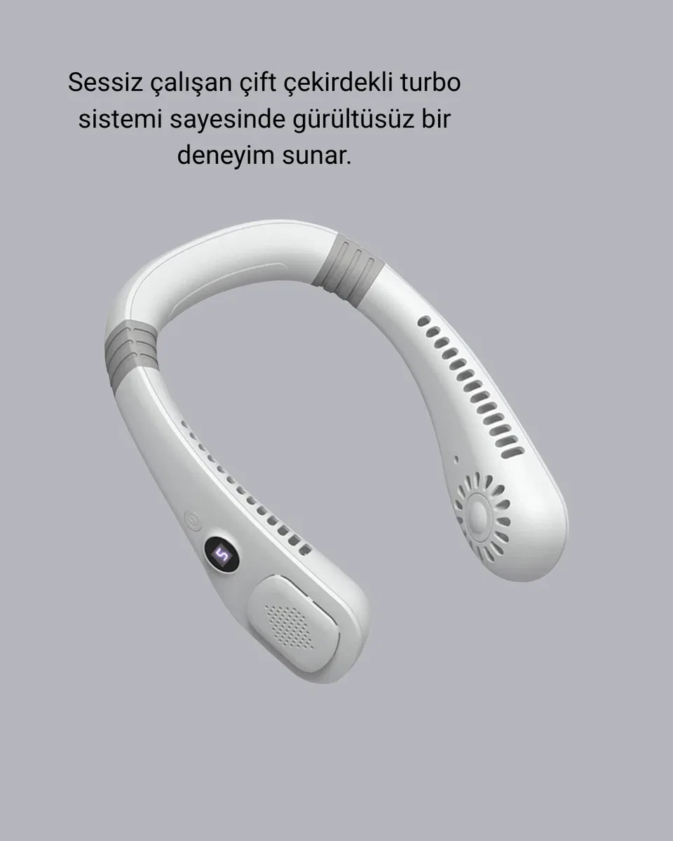 Taşınabilir Boyun Fanı Sessiz Çalışma ve USB Şarj Özellikli görsel 3
