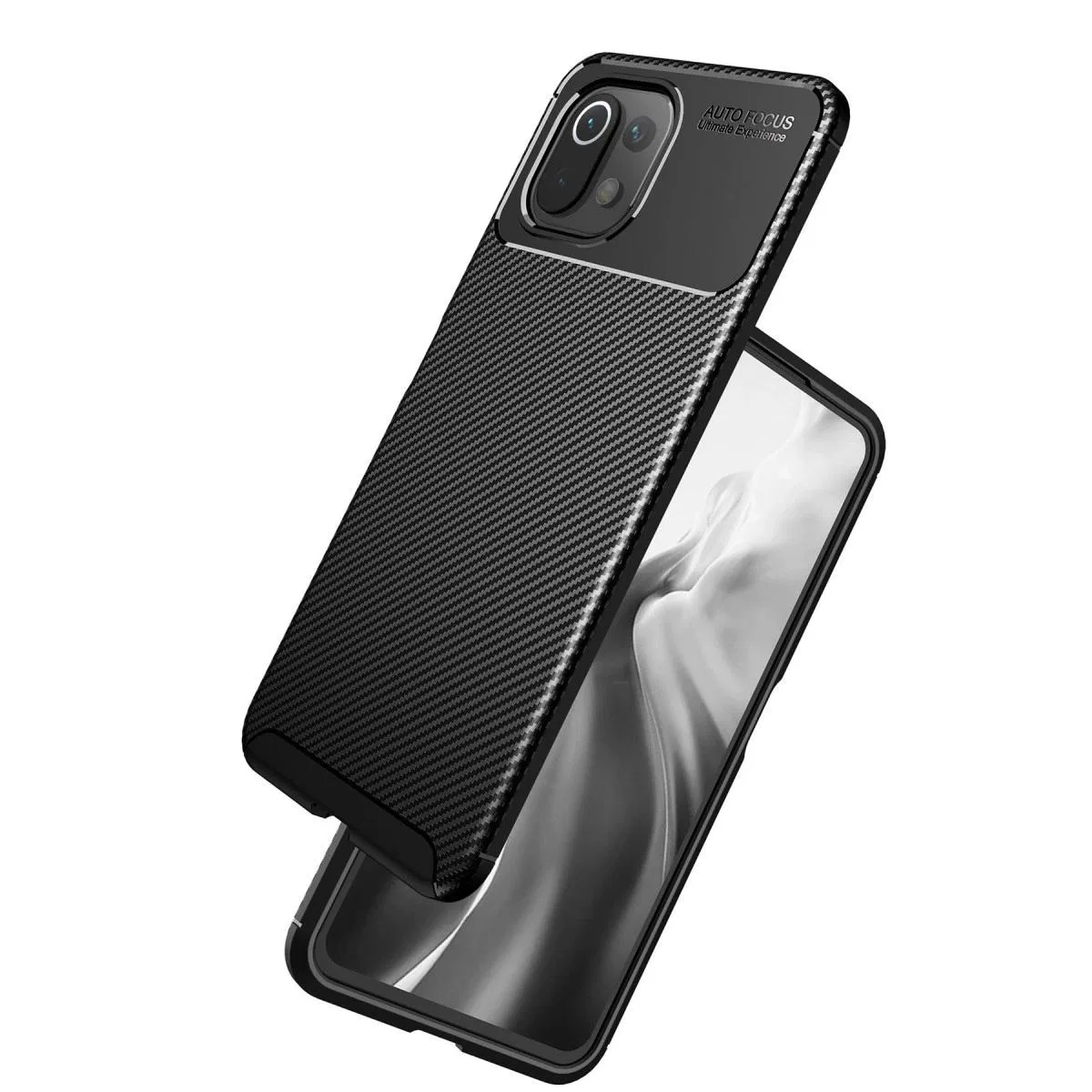 Xiaomi Mi 11 Lite Kılıf Auto Focus Karbon Kapak - Siyah görsel 2