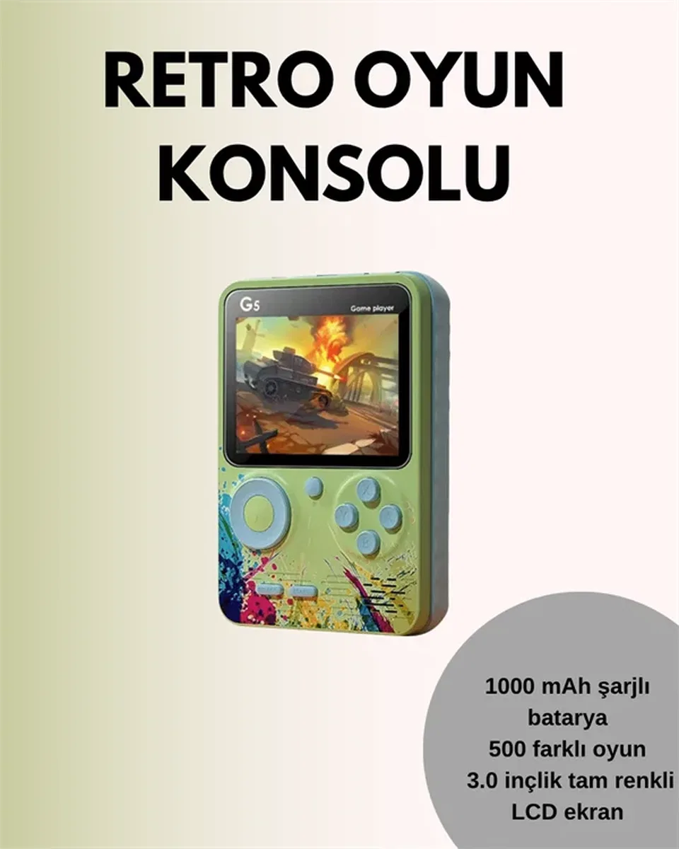 TV Bağlantılı 500 Oyunlu Mini Gameboy Konsol görsel 2