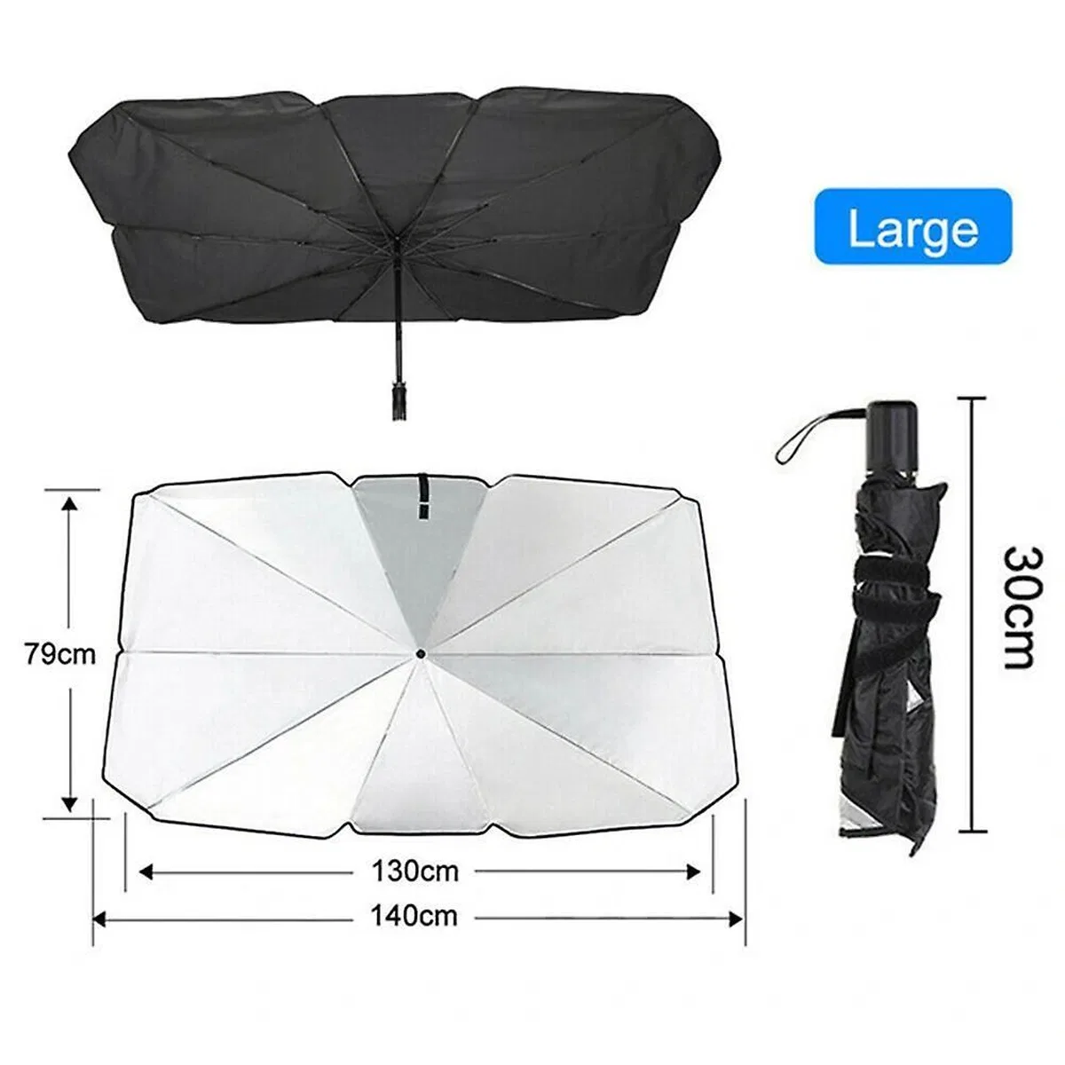 Araba Güneş Gölge Koruyucu Şemsiye Oto Ön Cam Güneşlik(145cm*79cm) görsel 2