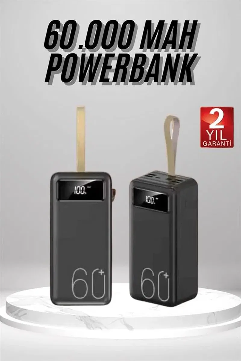 Powerbank 60. 000 Mah Taşınabilir Şarj Hızlı El Fenerli Dijital Göstergeli görsel 2
