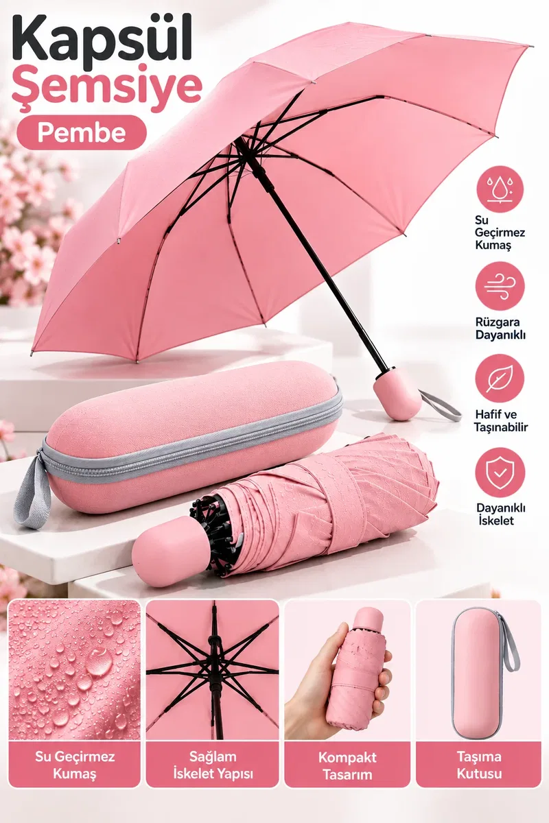 KAPSÜL ŞEMSİYE PEMBE görsel 5