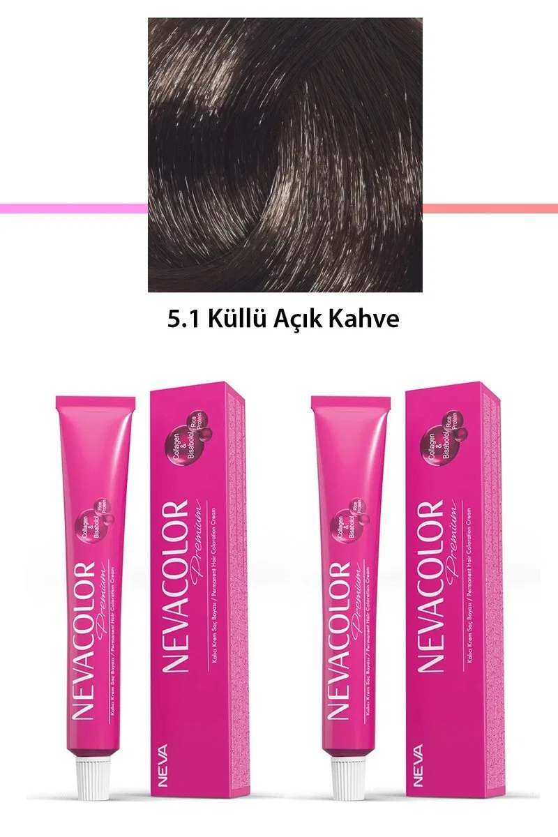 2 li Set Premium 5. 1 Küllü Açık Kahve - Kalıcı Krem Saç Boyası 2 X 50 g Tüp