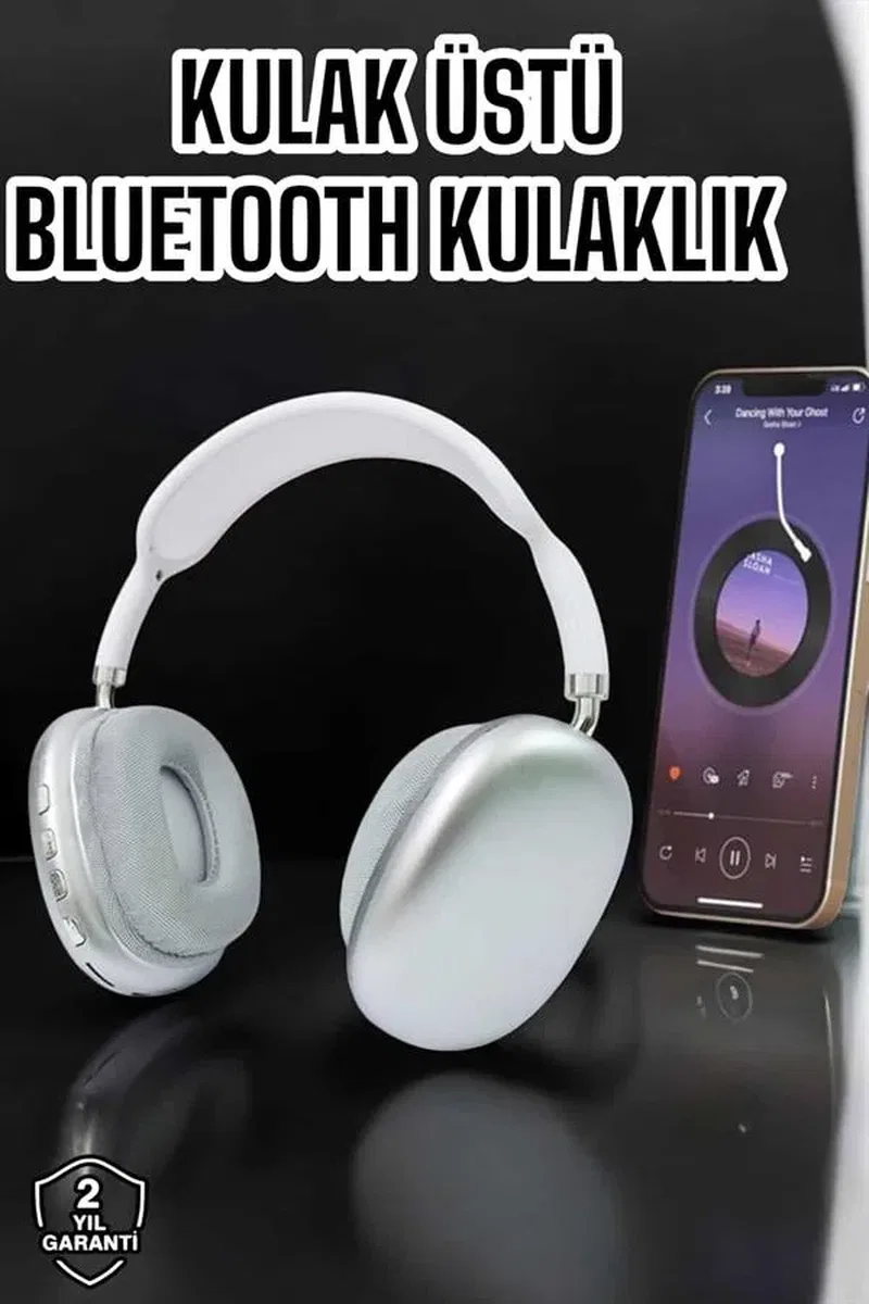 P9 Plus Kablosuz Kulak Üstü Bluetooth Kulaklık Beyaz Mikrofonlu Kulaküstü Kablosuz Kulaklık görsel 2
