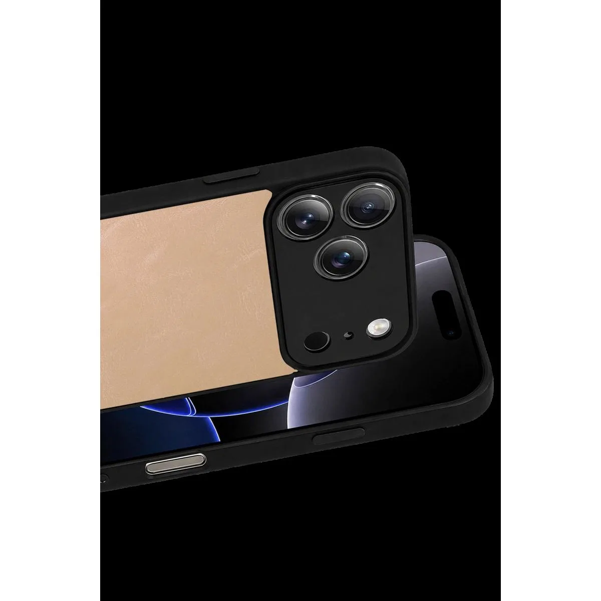 Apple İphone 17 Pro Max Aras Deri Kapak - Pudra görsel 2
