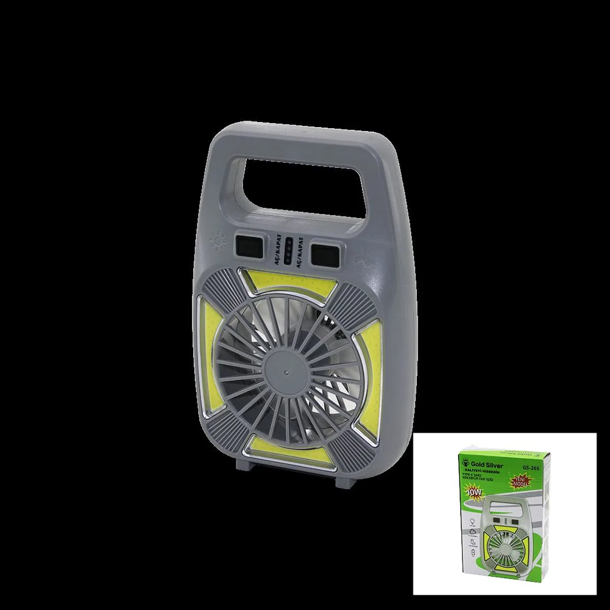 USB Şarjlı 2in1 Mini Fan ve Fener 10W – 2 Kademe, Su Geçirmez, Taşınabilir görsel 2