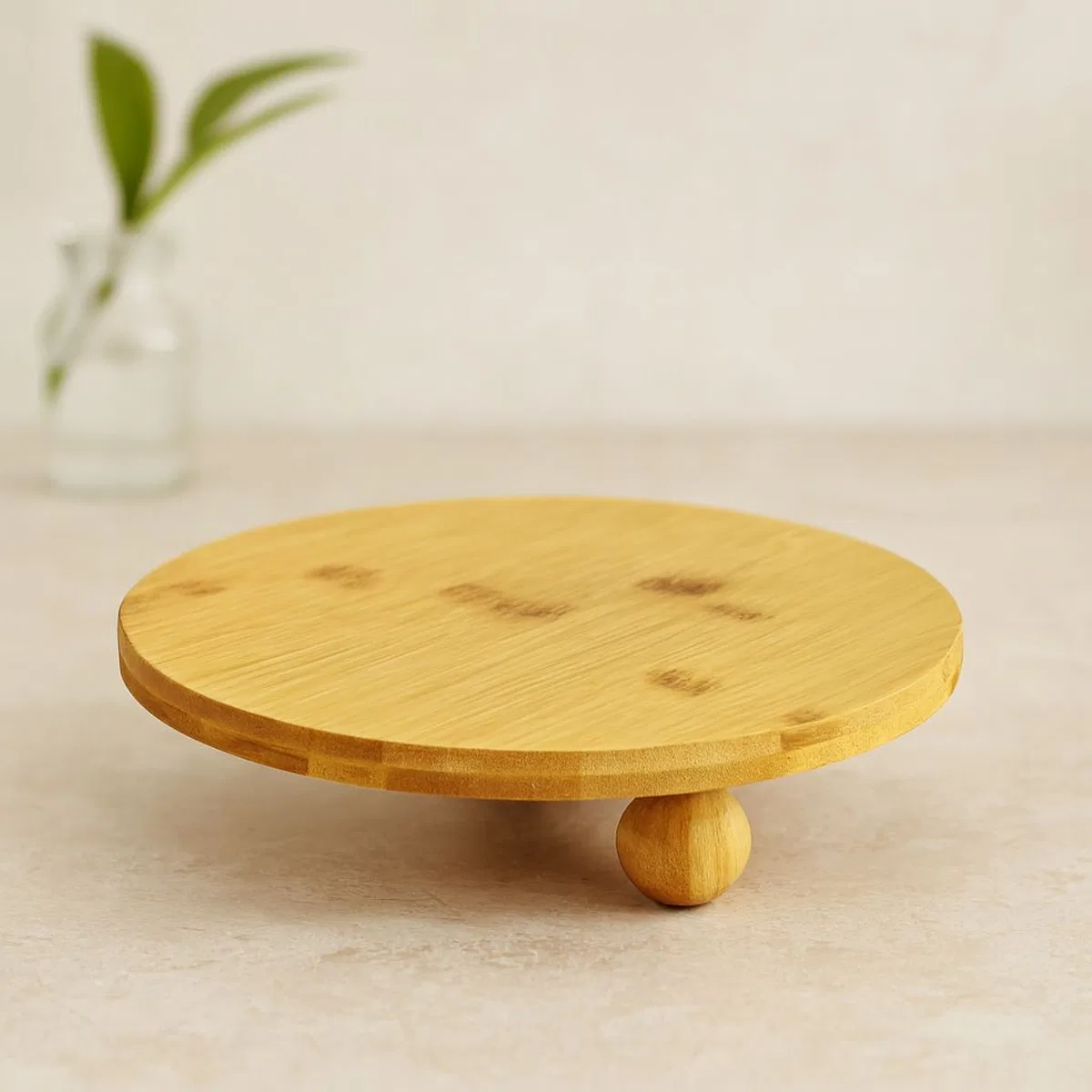 Bambu Sunum Tahtası Yuvarlak 24. 5 cm - 3 Ayaklı