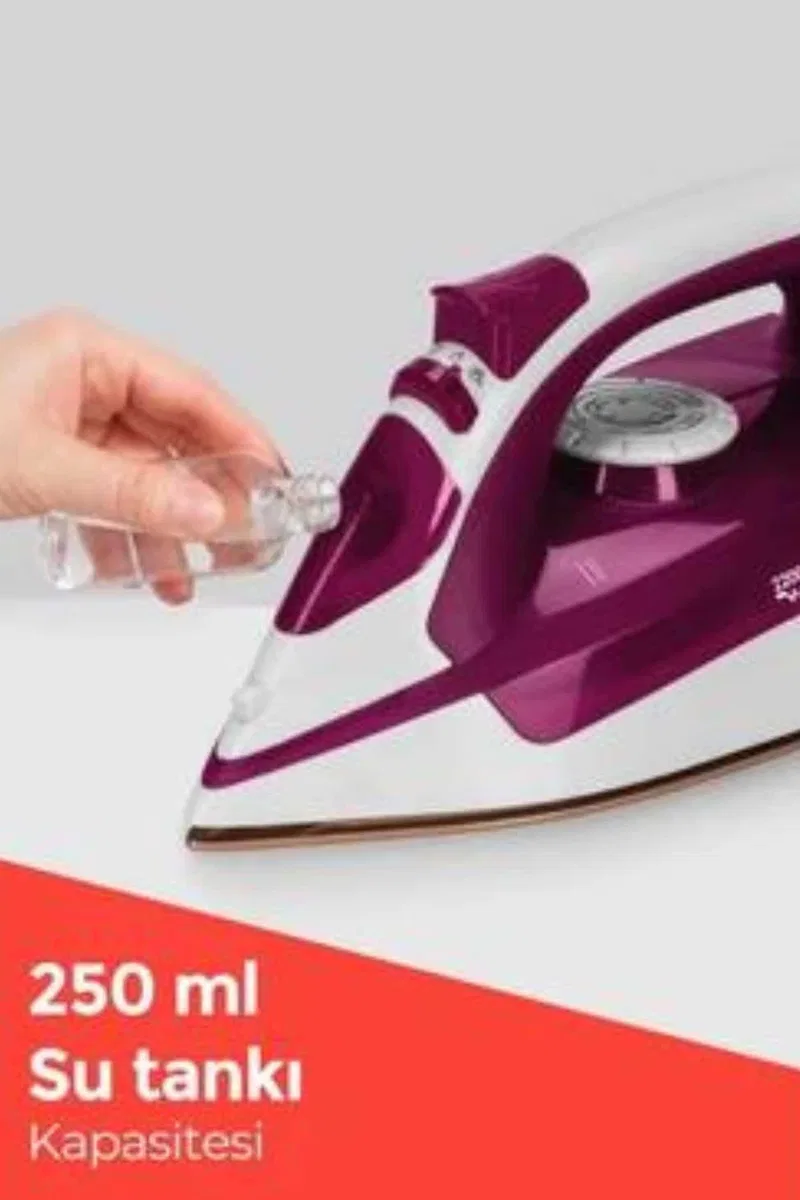 Seramik Tabanlı Kırmızı 2200 Watt Şok Buharlı Ütü görsel 3