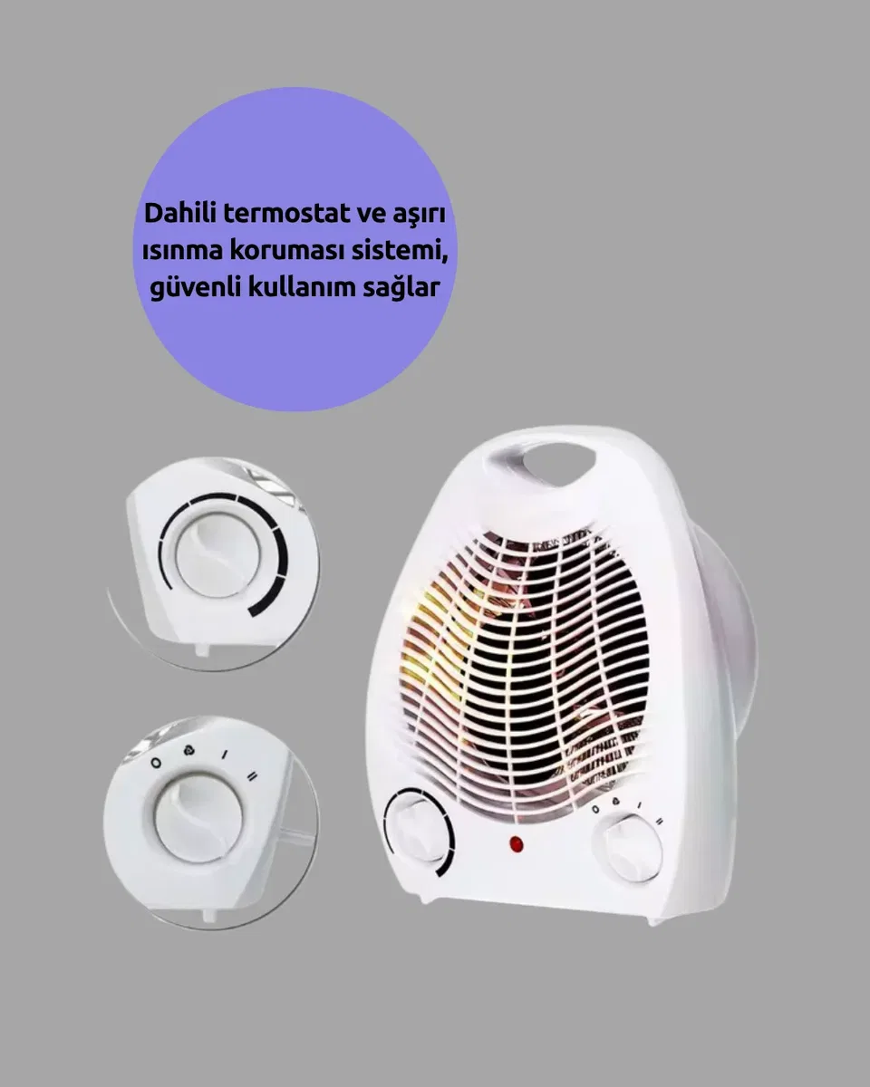 2000W Taşınabilir Elektrikli Fanlı Isıtıcı – Hızlı Isınma, Kompakt Boy görsel 2