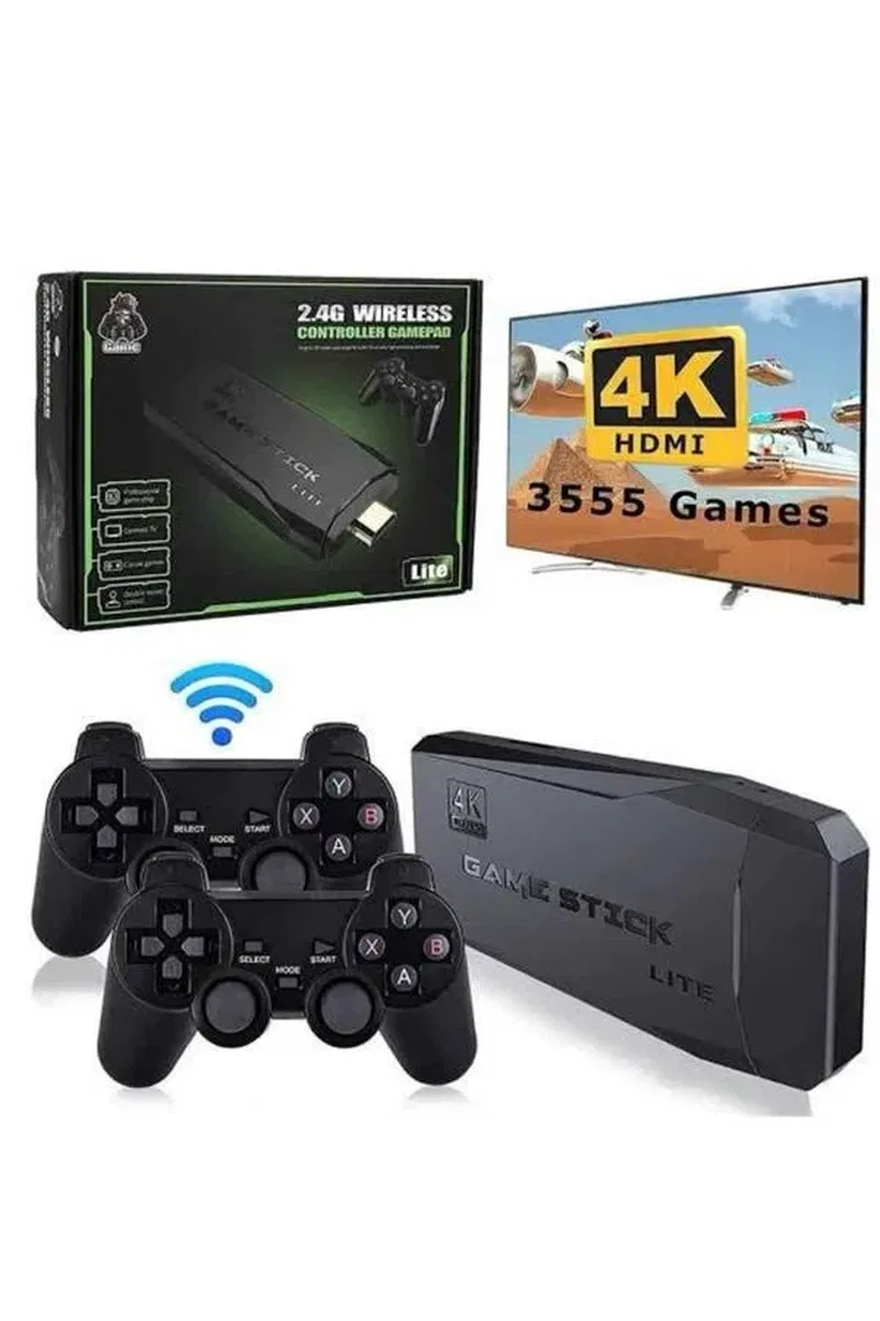 Retro Oyunlar 4k Game Stick 2. 4g Kablosuz Çift Kol 3500 Oyun Atari görsel 4