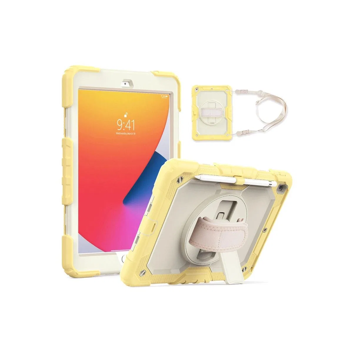 Apple İpad 10. 2 (7. nesil) Kılıf Strap New Tablet Kapak - Sarı