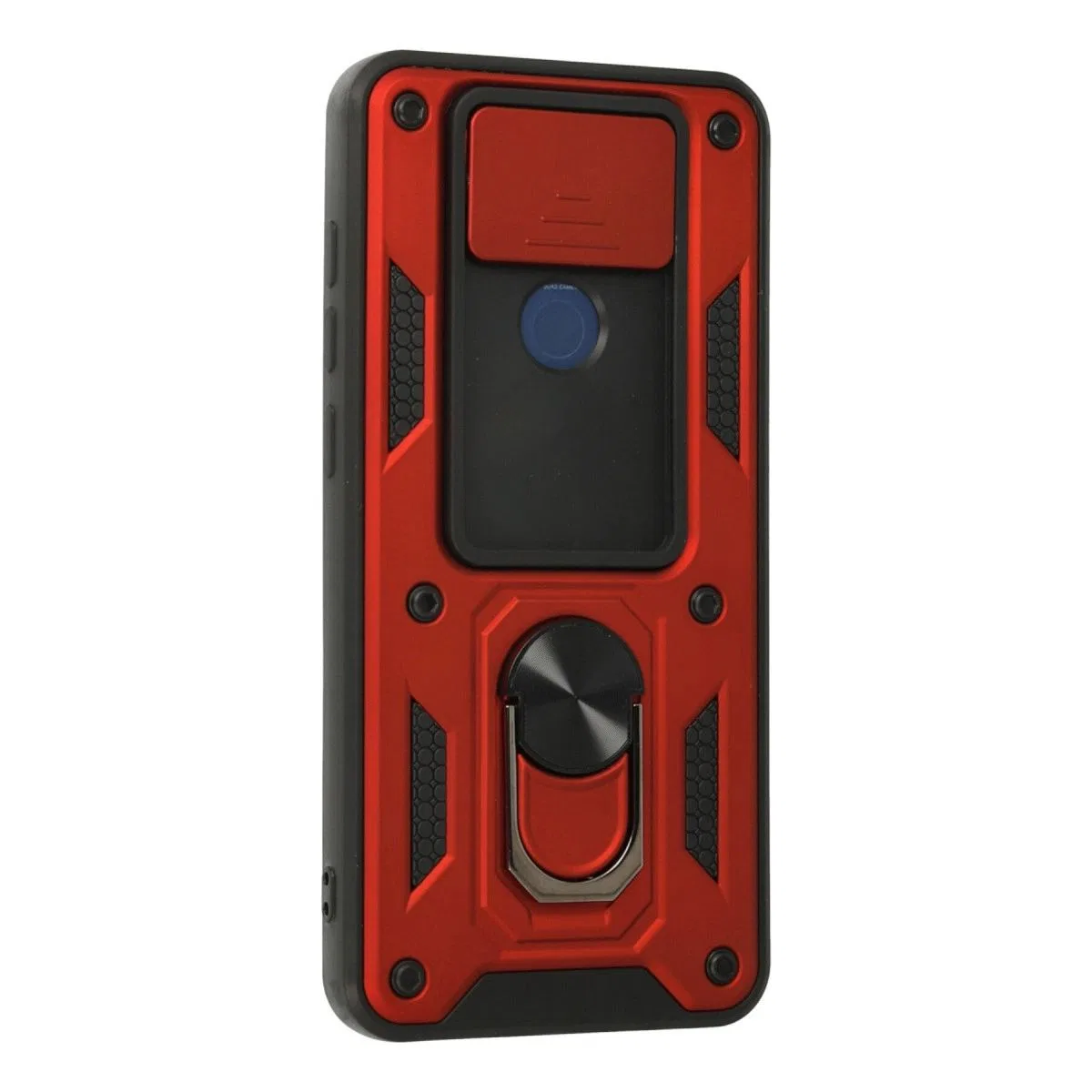 Xiaomi Redmi Note 9 Kılıf Pars Lens Yüzüklü Silikon - Kırmızı görsel 3