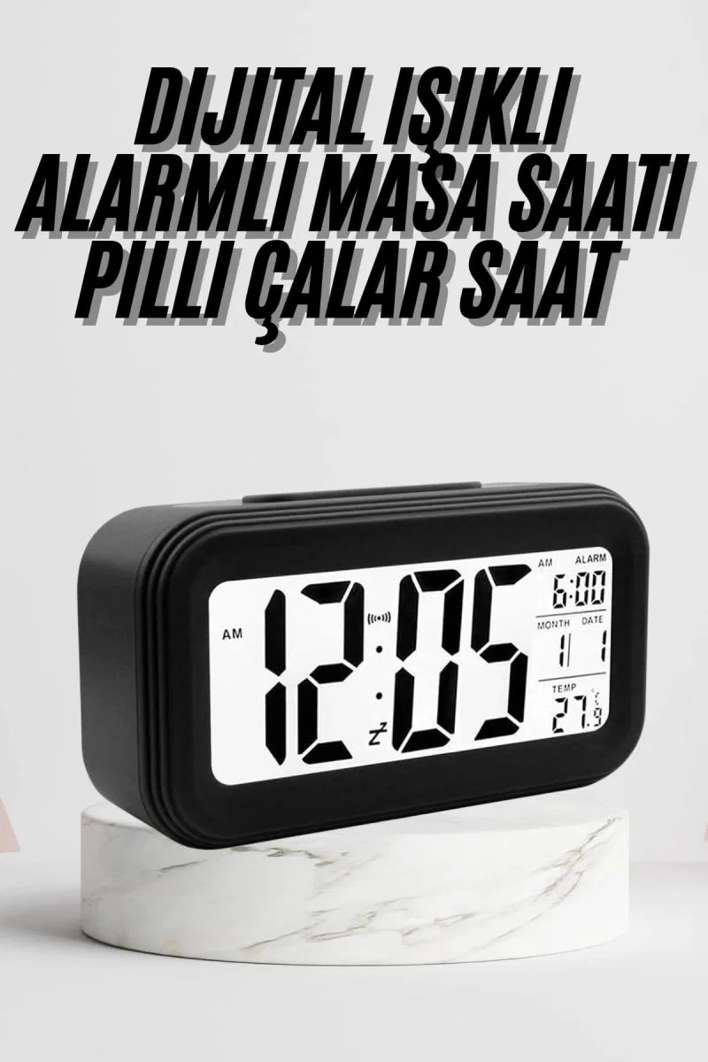 Dijital Masa Saati Termometre Takvim Led Ekran Pilli Ev Ofis Masası