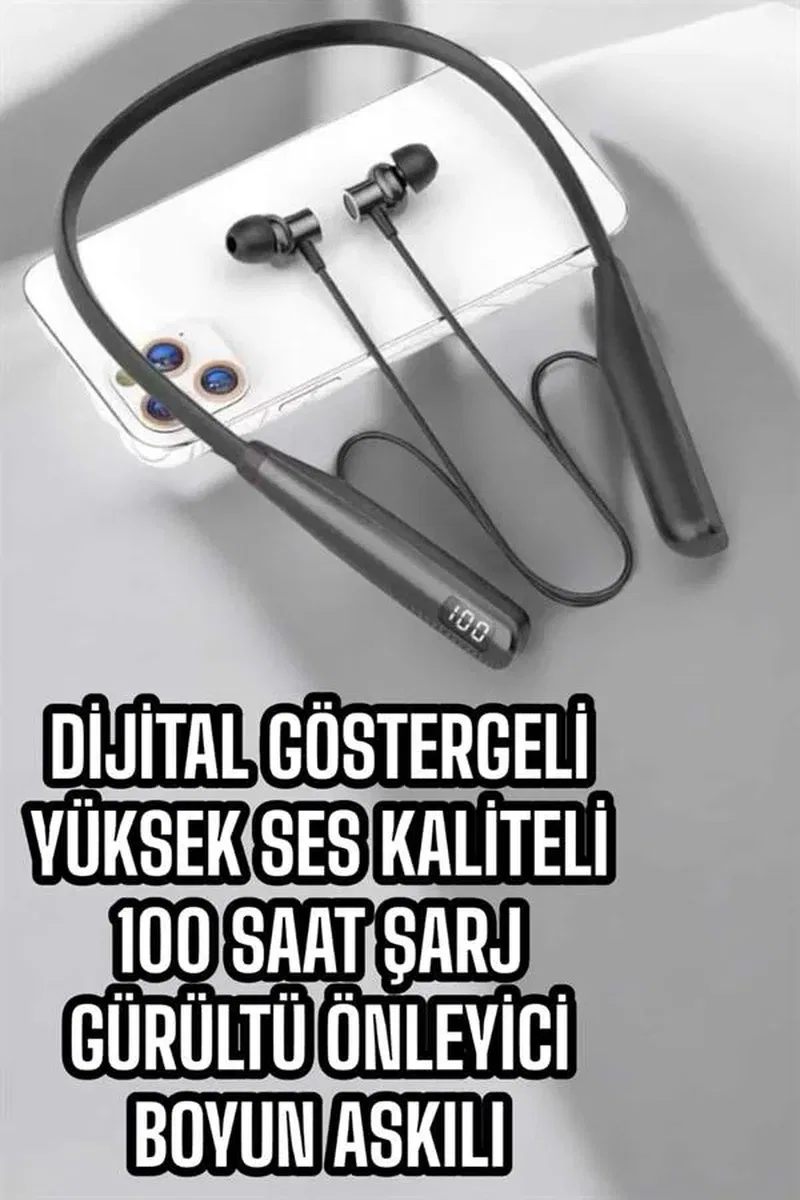 Dijital Göstergeli Kulak İçi Kablosuz Bluetooth Kulaklık Boyun Bantlı Yeni Nesil görsel 5