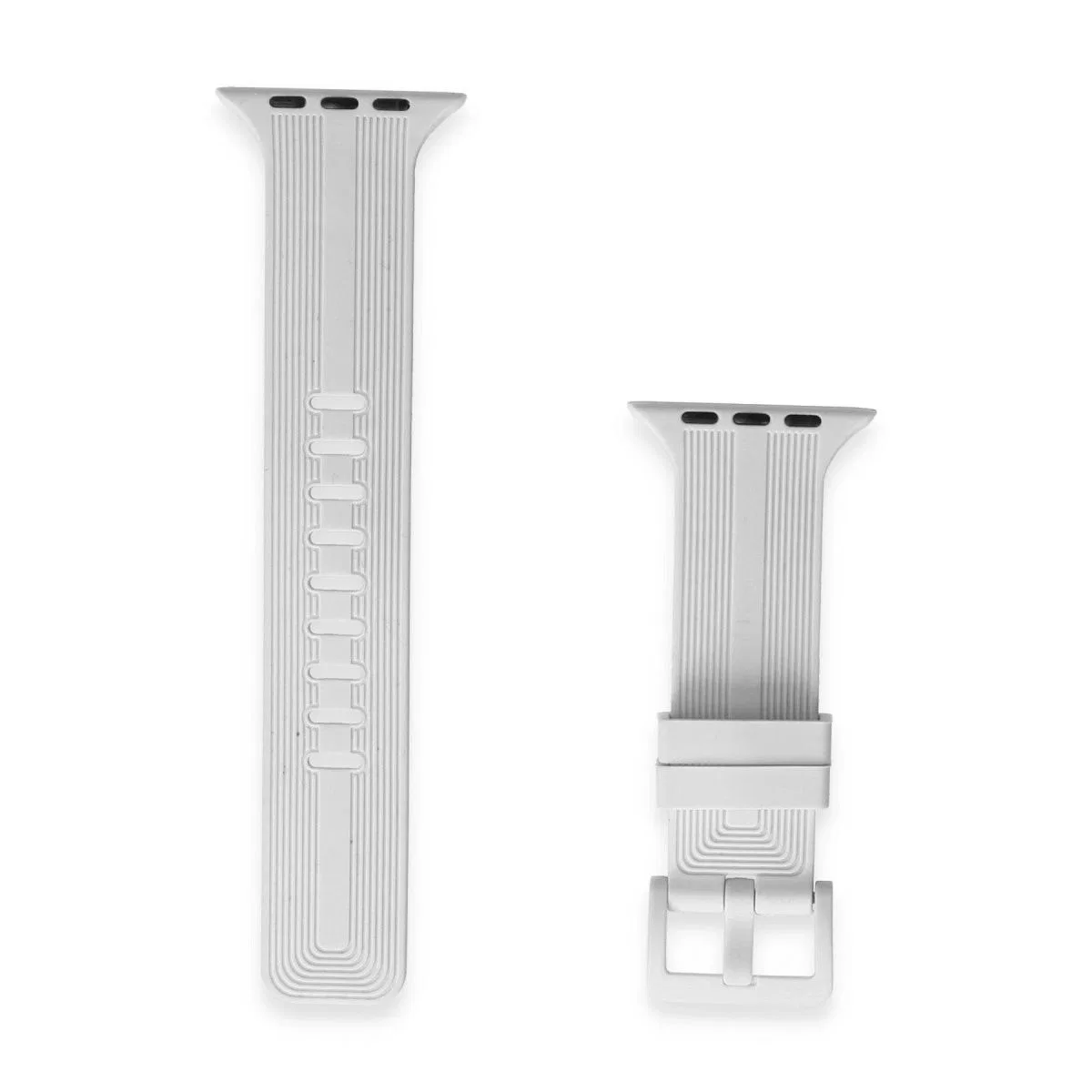 Apple Watch 38mm Kr408 Çizgili Silikon Kordon - Beyaz görsel 2