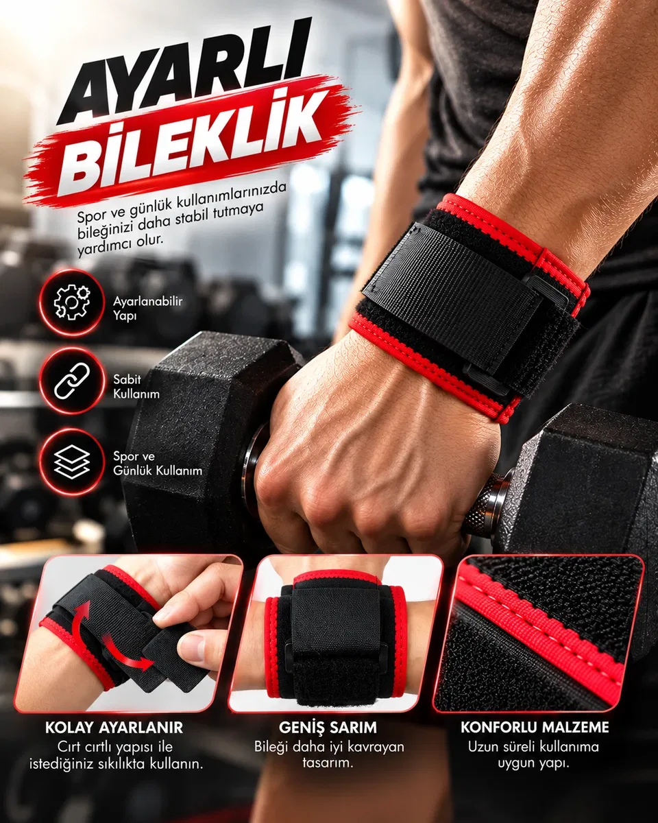 Bileği Kavrayan Ayarlı Bileklik Geniş Bantlı Cırt Cırtlı Rahat Kullanım