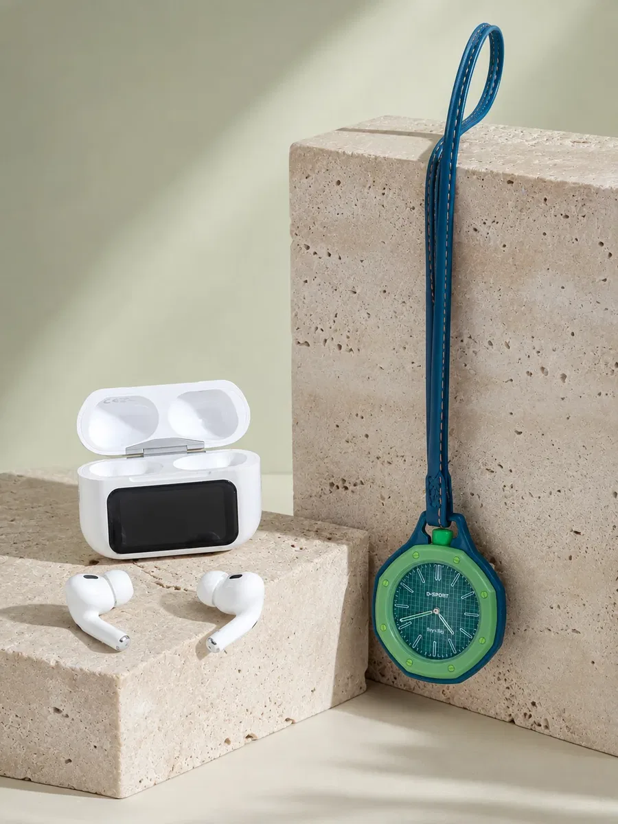 Bluetooth 5. 4 Kablosuz Kulaklık Yeşil Askılı og Charm Saat İkili Set görsel 2