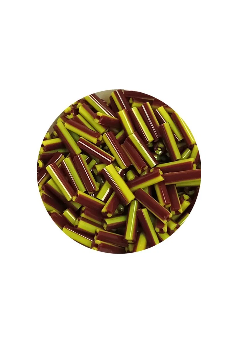 Uzun Boru Kesme Boncuk Çap 2mm Uzunluk 10 mm - 60 Gram - Koyu Kırmızı Sarı - BNC297 görsel 2