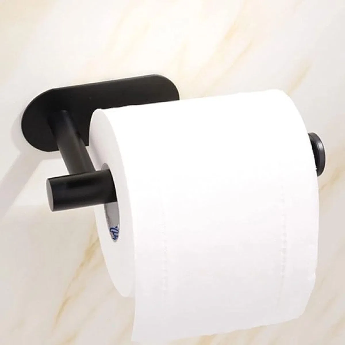 Kendinden Yapışkanlı Tuvalet Kağıtlığı – Mat Siyah Modern Banyo Rulo Askısı görsel 2