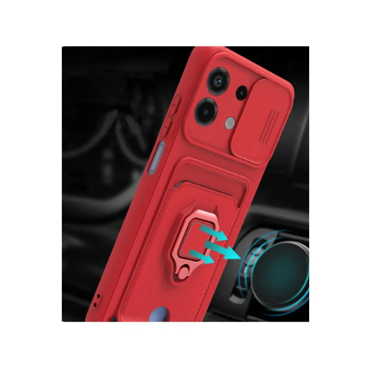Xiaomi Redmi Note 13 4g Kılıf Zuma Kartvizitli Yüzüklü Silikon - Lila görsel 3