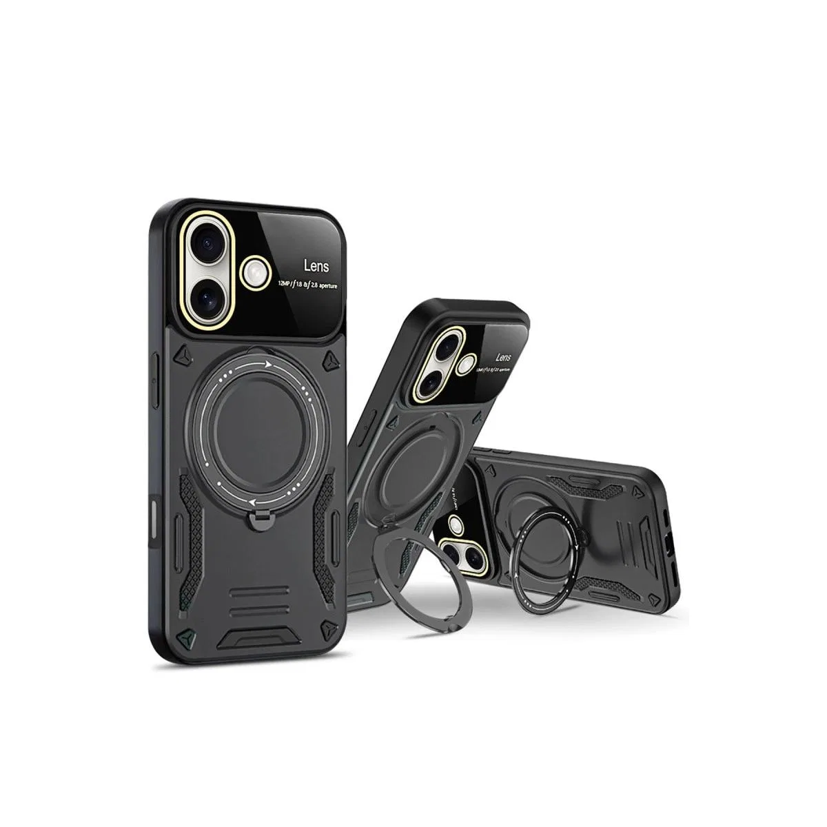Apple İphone 16 Kılıf Joy Lens Standlı Kapak - Mor görsel 2