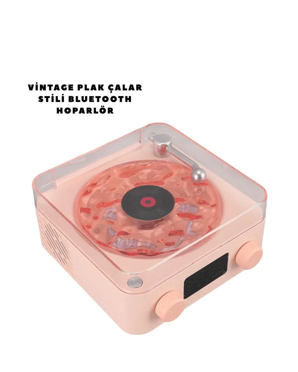 Retro Bluetooth Hoparlör PEMBE