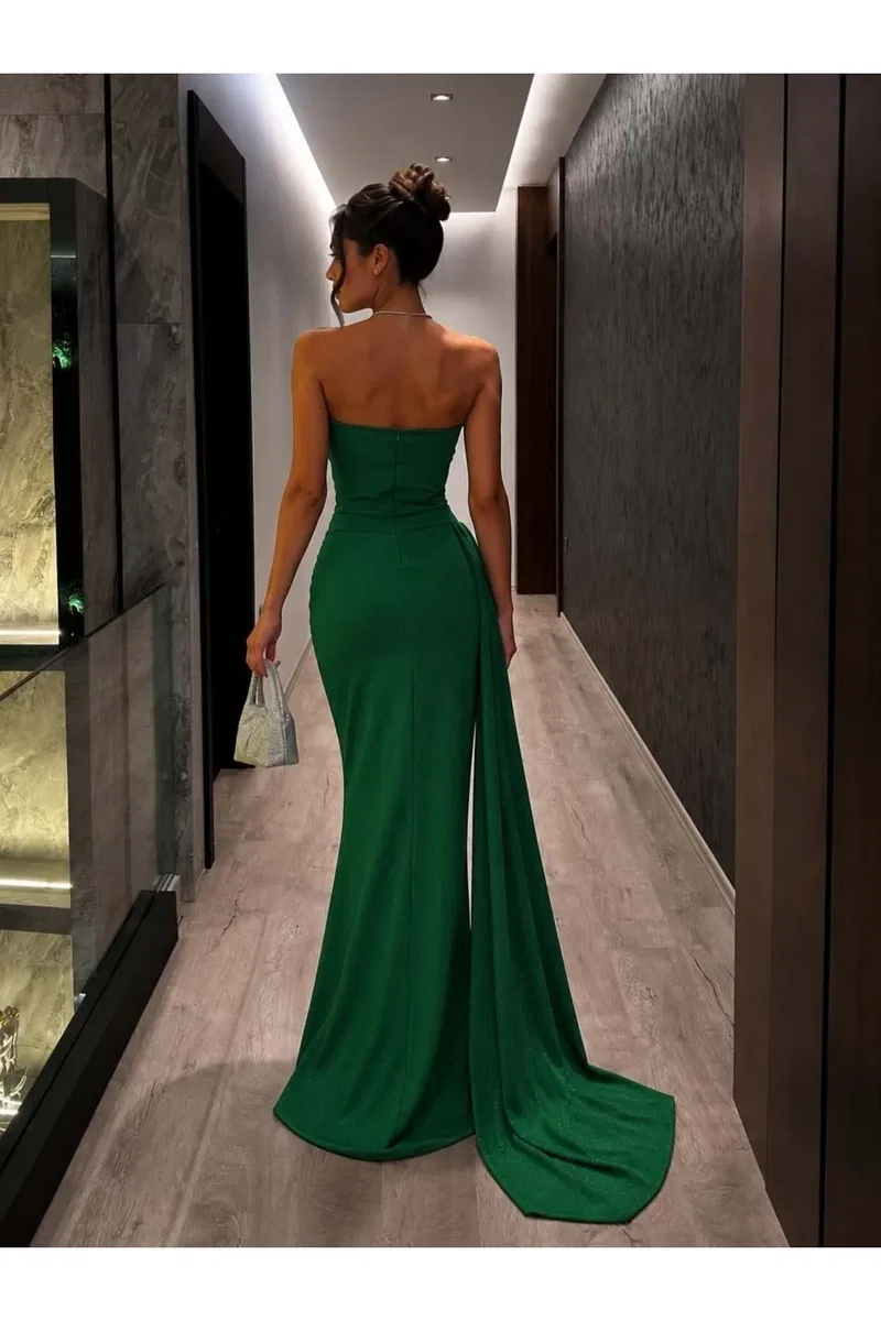 Kadın Şık Model Dik Yaka Uzun Kol Özel Kesim Elbise görsel 8