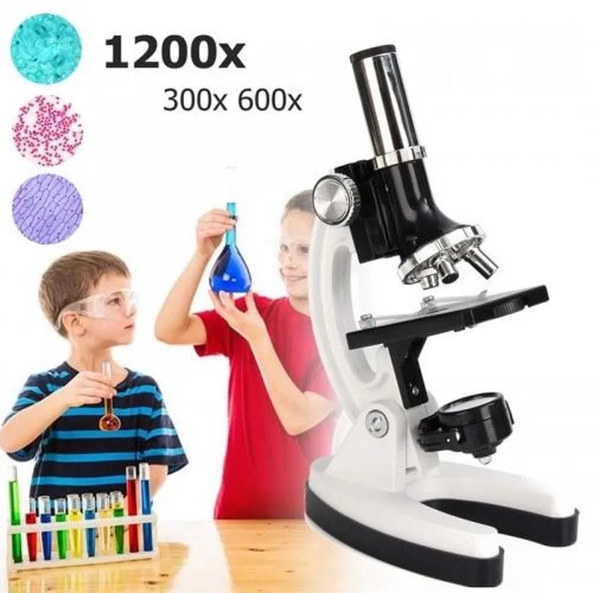 Mikroskop Taşınabilir Set 28 Parça Eğitim Mikroskop Kiti 300x 600x Ve 1200x Çocuklara görsel 3