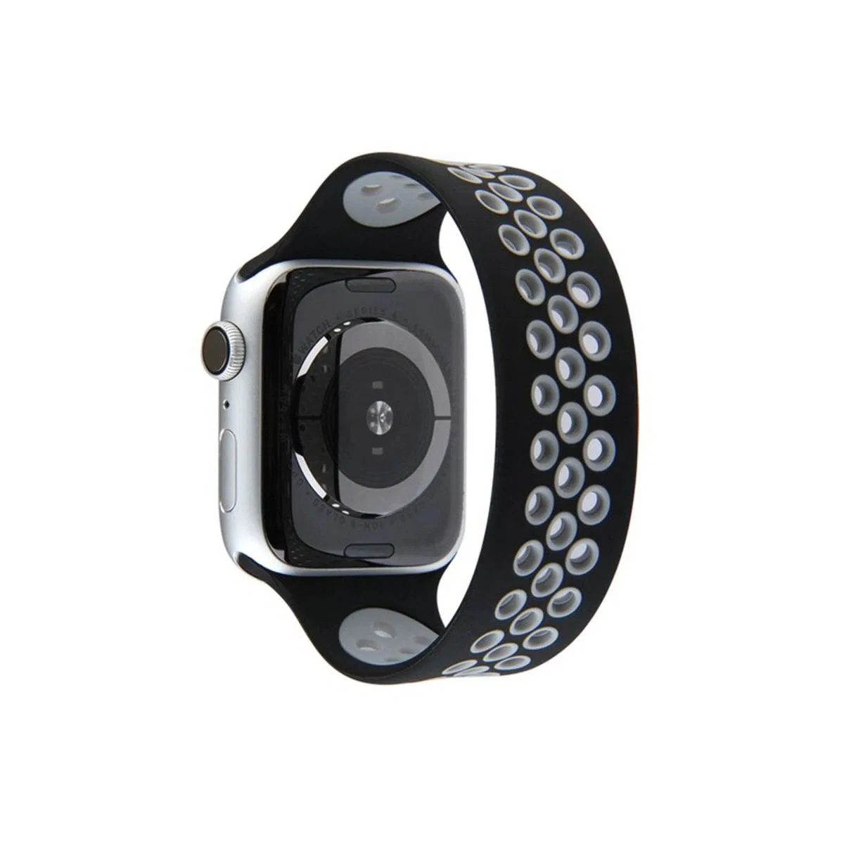 Apple Watch 42mm Ayarlı Delikli Silikon Kordon - Siyah-gri