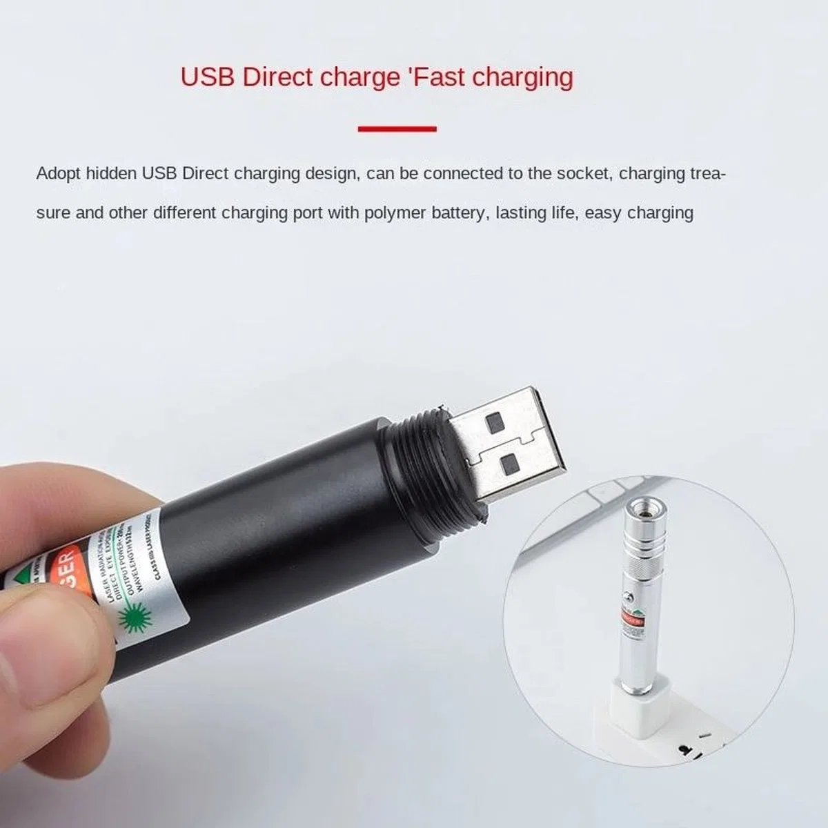 Fithome 100mw Desen Başlıklı Usb Şarjlı Yeşil Lazer Pointer görsel 2
