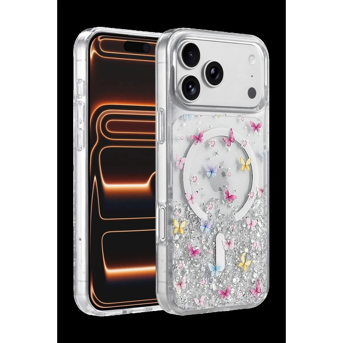 Onegif Apple İphone 17 Pro Max Misk Simli Magsafe Kapak - Desen 4