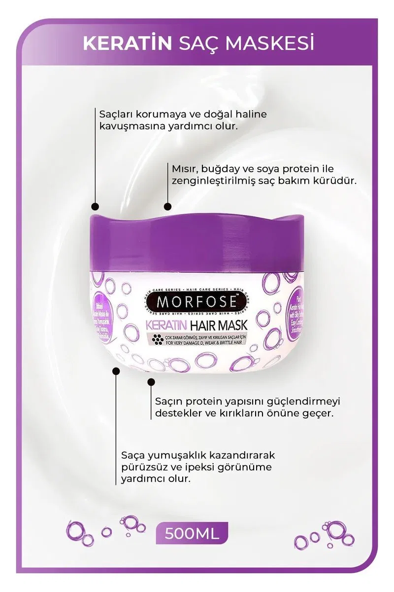 Keratin Saç Maskesi 500 ML - Yıpranmış Saçlar için - mrfs görsel 2