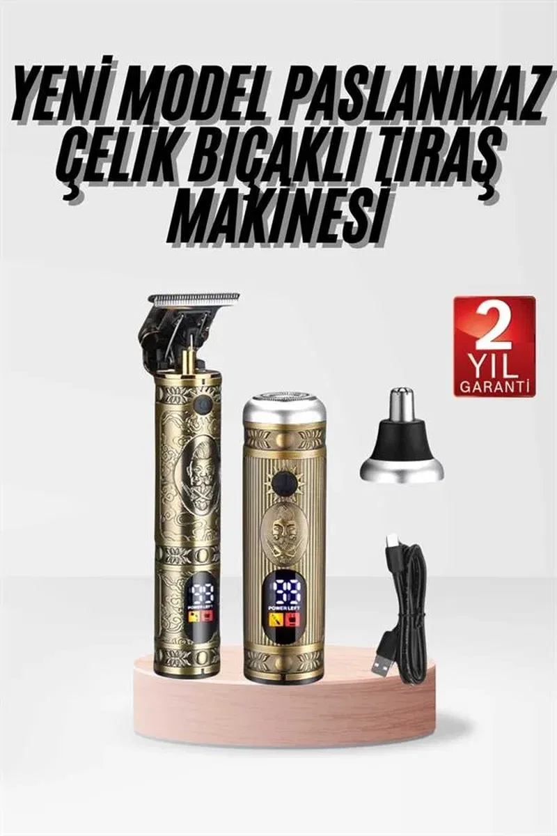 Profesyonel Saç Sakal Vücut Kulak ve Burun Tıraş Makinesi 3 Başlıklı görsel 2
