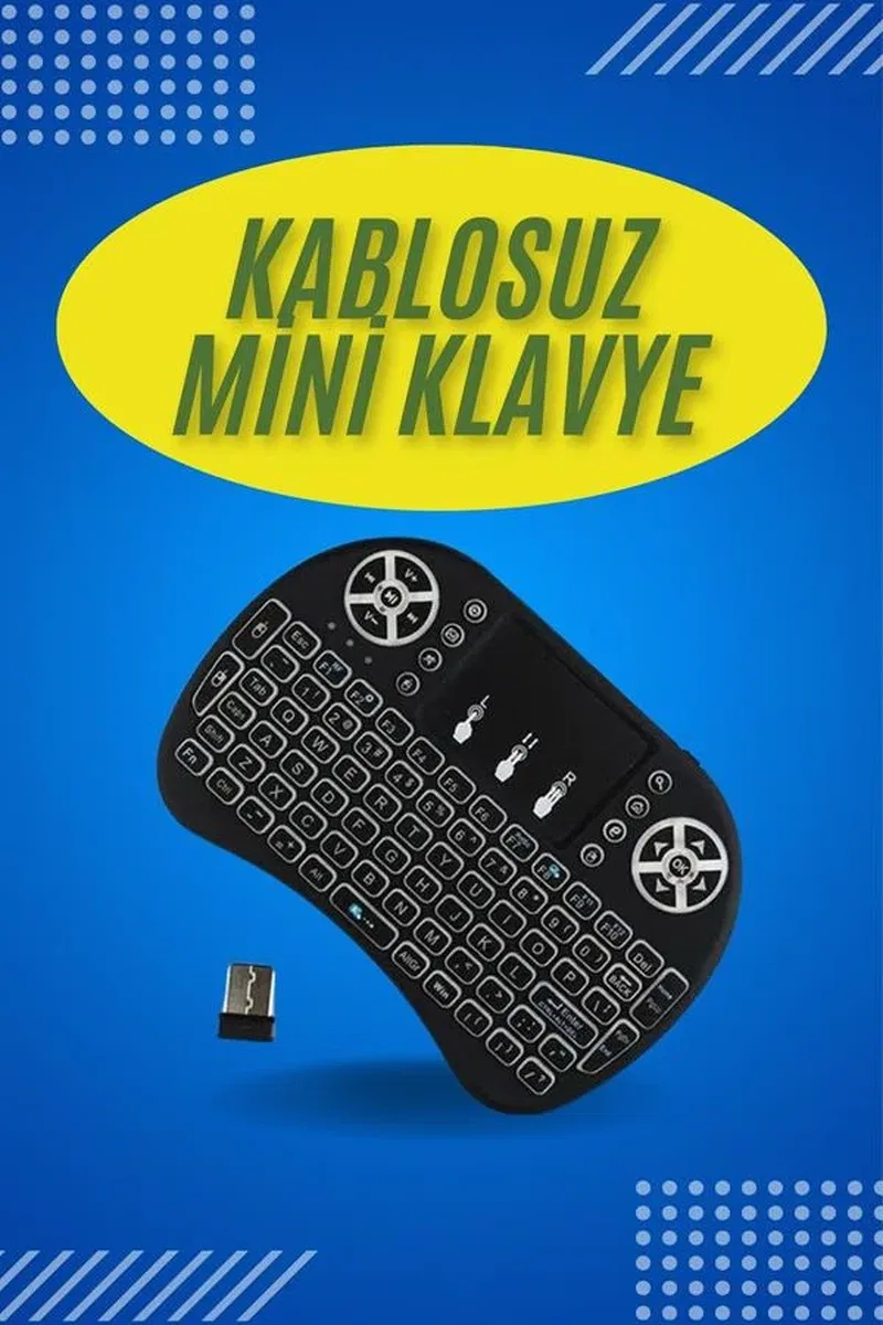 Işıklı Kablosuz Mini Klavye ve Dokunmatik Mouse Seti Türkçe Kablosuz görsel 2