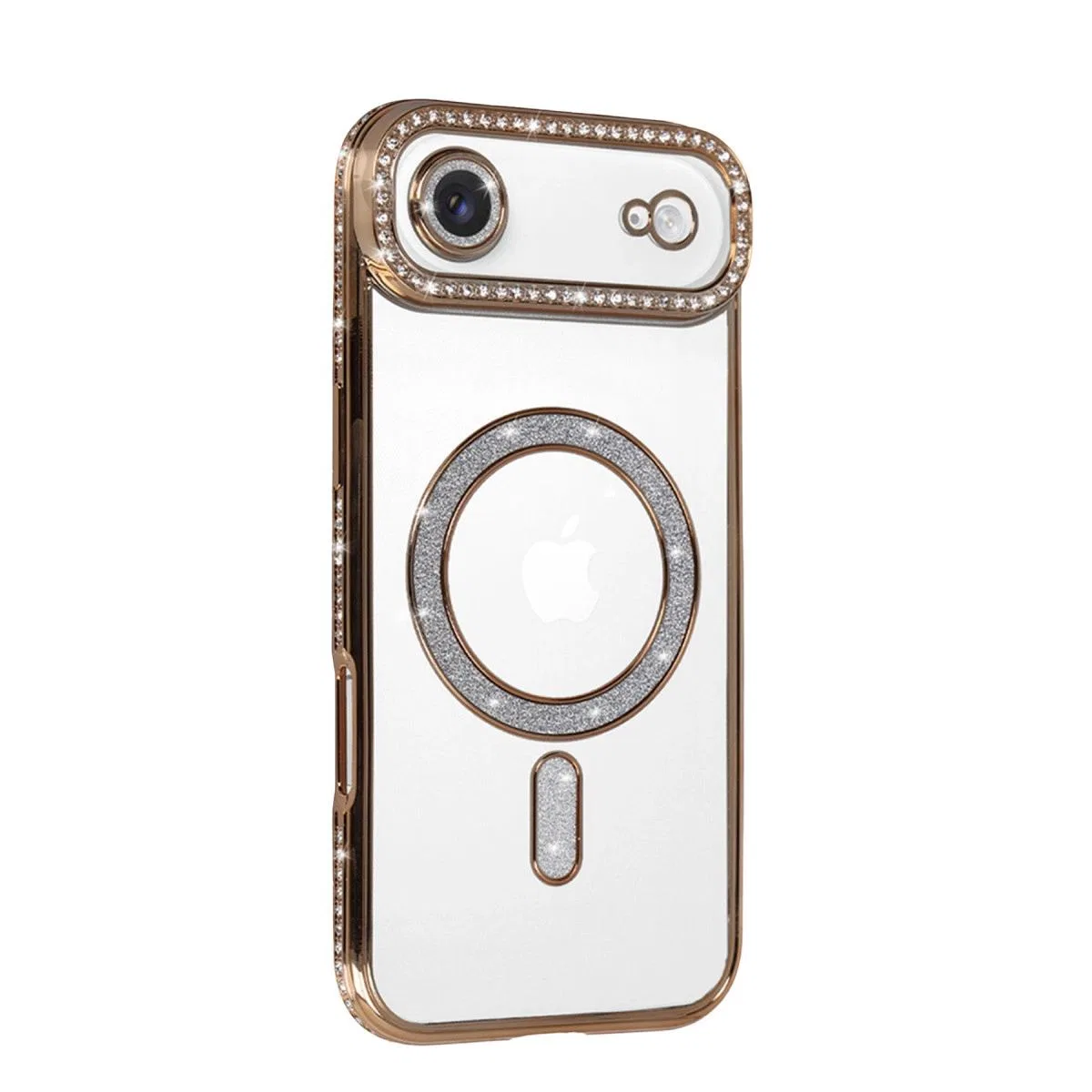 Apple İphone 17 Air Joke Simli Magneticsafe Kılıf - Gold görsel 2