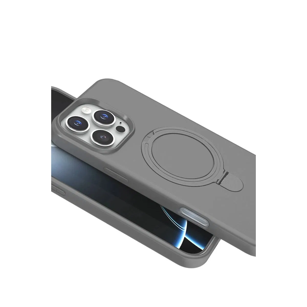 Apple İphone 16 Pro Max Regal Magsafe Standlı Kapak - Titan Gri görsel 4
