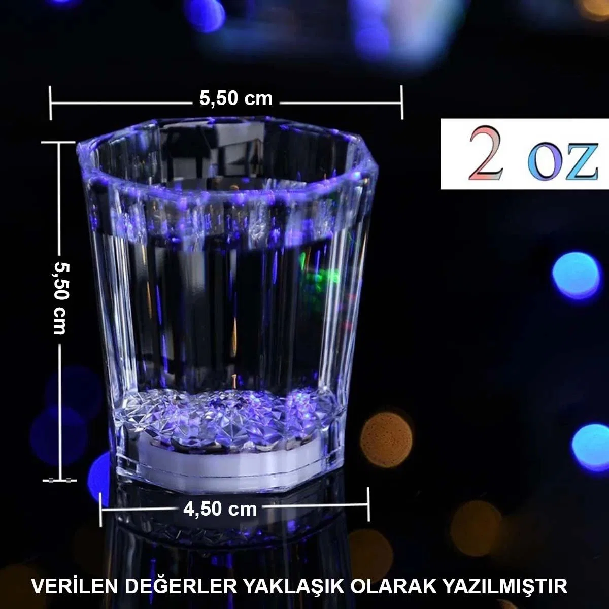 Renkli Led Parlayan Fiber Optik Glow Işıklı Bardak 5, 5 X 5, 5 Cm 1 Adet görsel 5