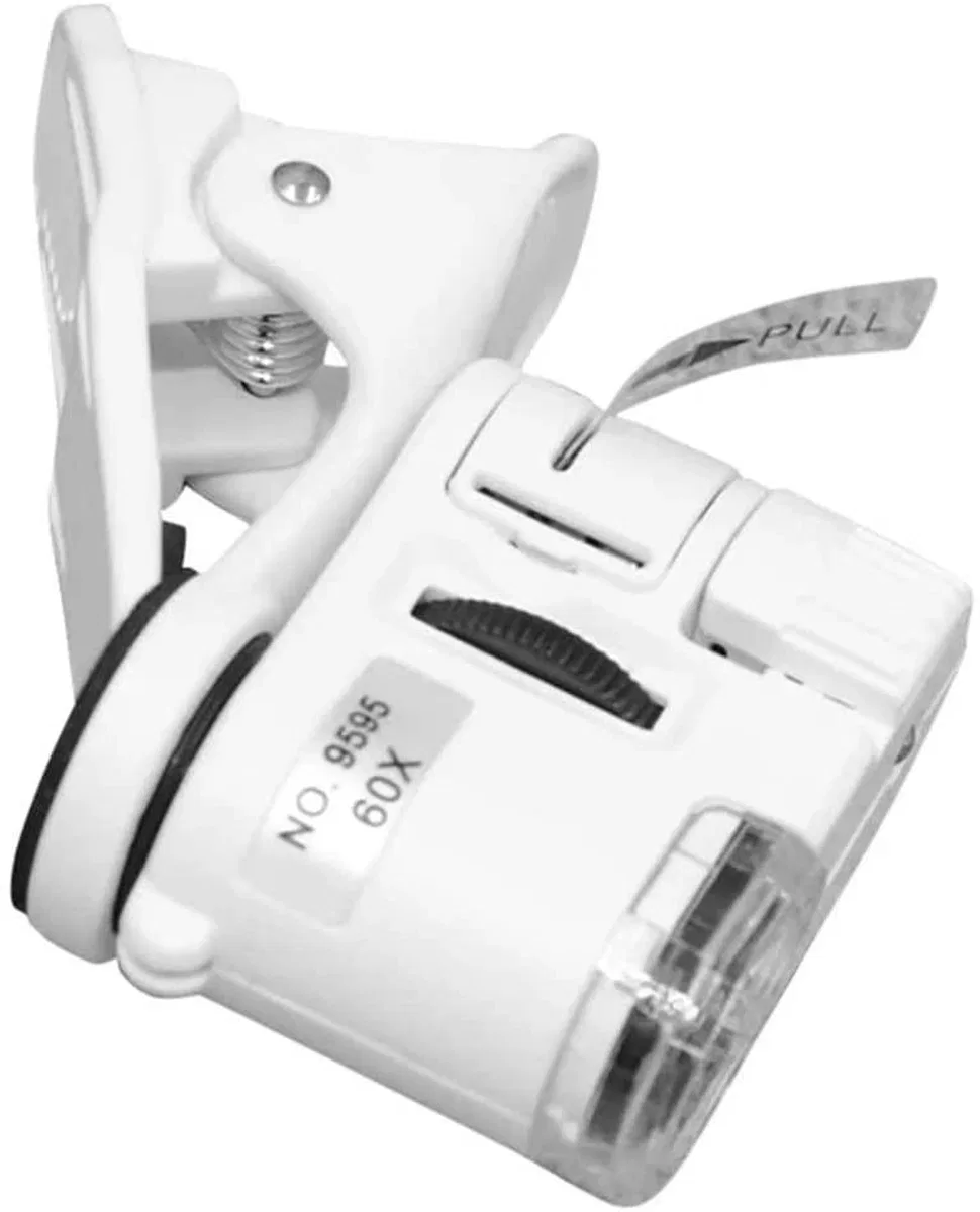60x Mini Cep Telefonu Için Mandallı Mikroskop Uv Ledli Büyüteç Model Al2431 görsel 2